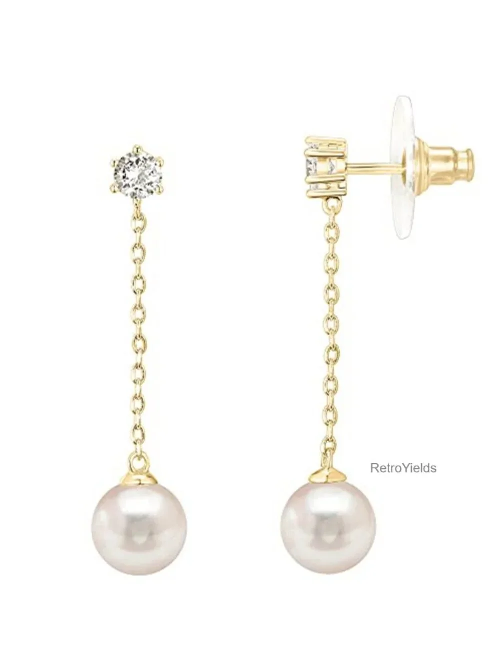 14K Gold Plated Pearl Drop Dangle Earrings, Hypoallergenic 925 Sterling Silver